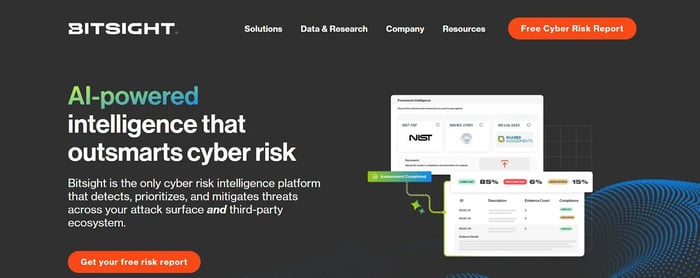 Screenshot of Bitsight’s homepage 