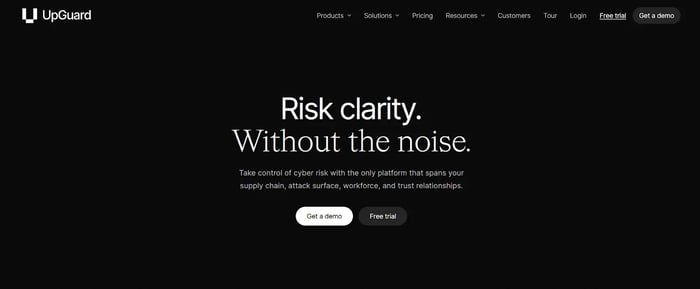 Screenshot of UpGuard’s Homepage