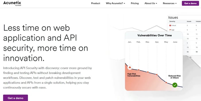 Screenshot of Acunetix’s homepage