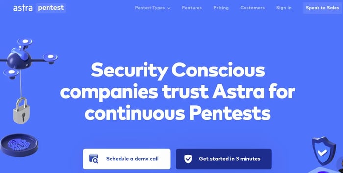 Screenshot of Astra Pentest Homepage