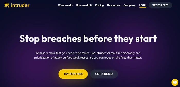 Screenshot of Intruder’s Homepage