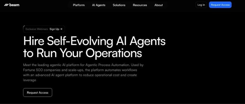 Screenshot of Beam AI’s homepage