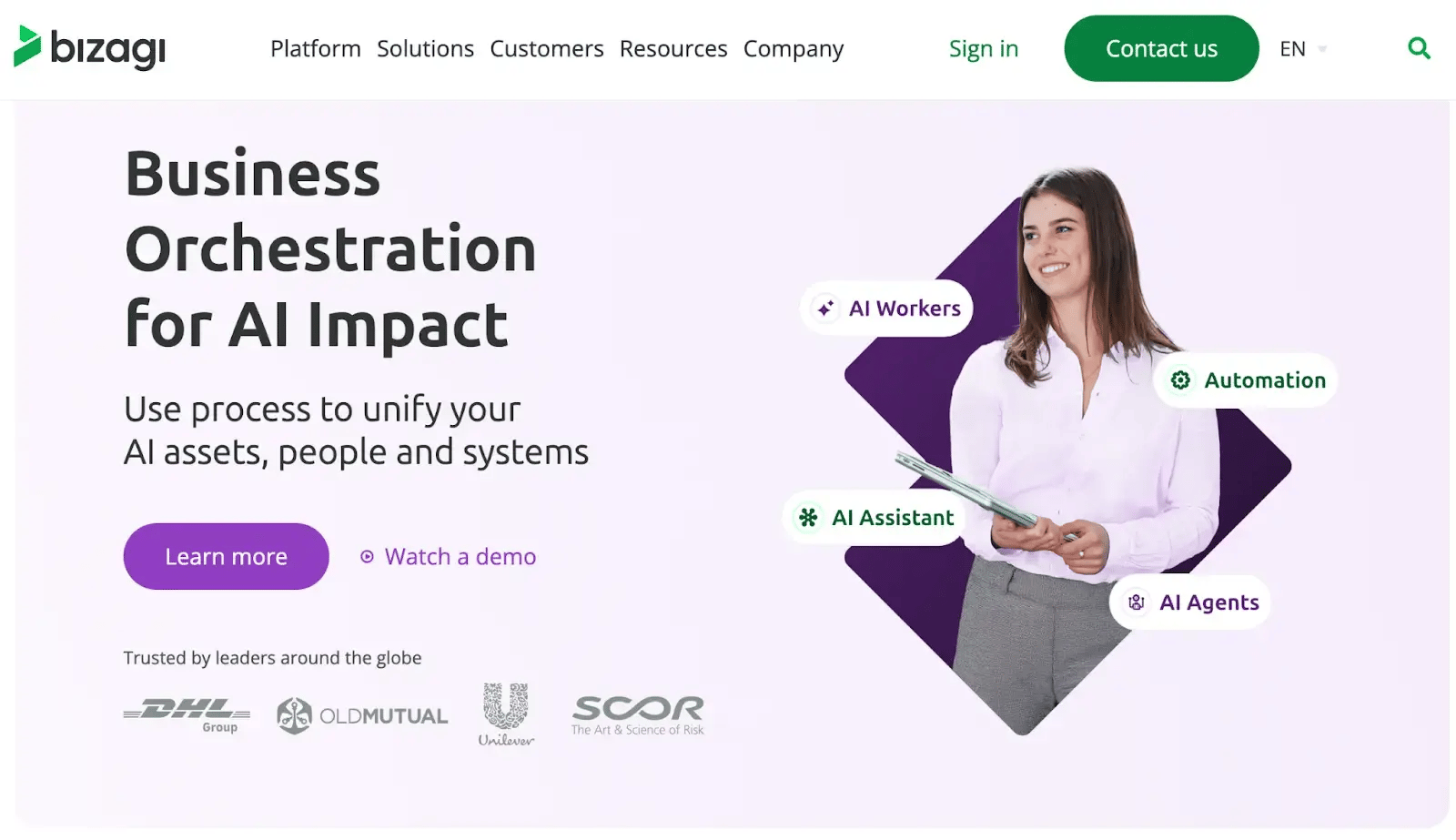 Screenshot of Bizagi’s homepage