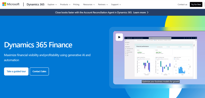 Microsoft Dynamics 365 automated financial management system for enterprises