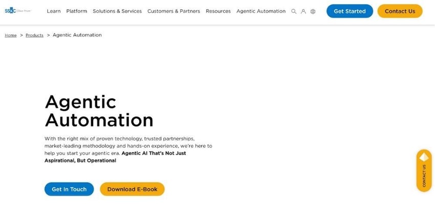 Screenshot ot Blue Prism’s homepage