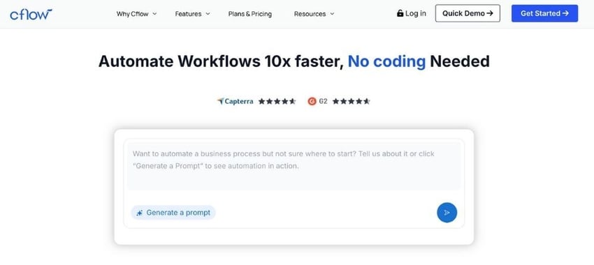Screenshot of CFlow’s Homepage