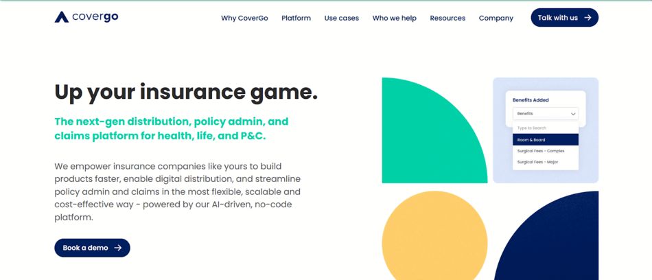 Screenshot of CoverGo’s homepage