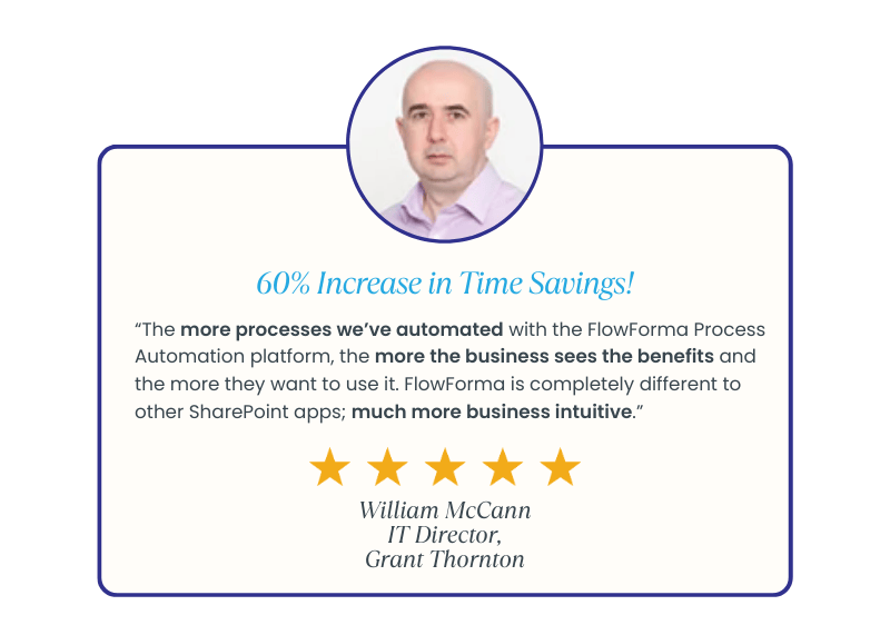 Screenshot of customer feedback for FlowForma