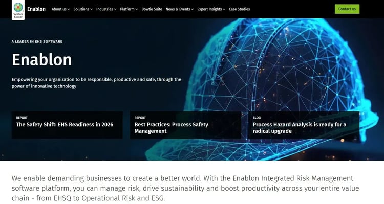 Screenshot of Enablon’s homepage