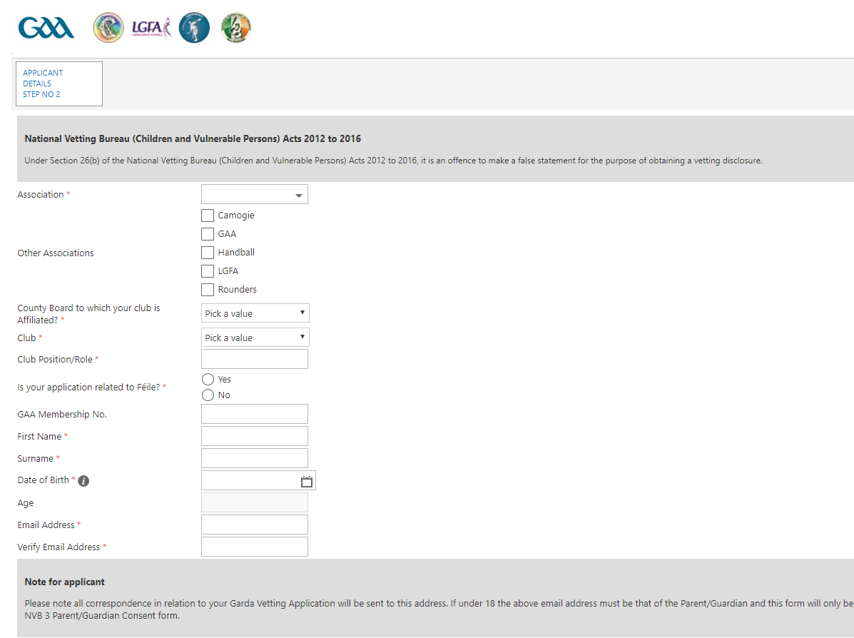 GAA eVetting Public Form