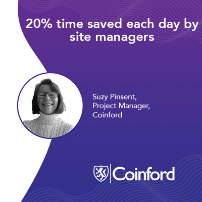 FlowForma case study summary of Coinford’s workflow improvements, showing time savings and reduced audit complexity