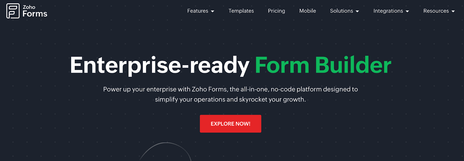 Image of Zoho Forms home page