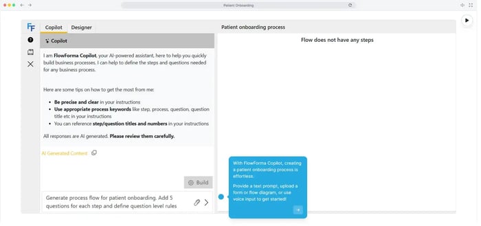 Screenshot of demo showcasing patient onboarding