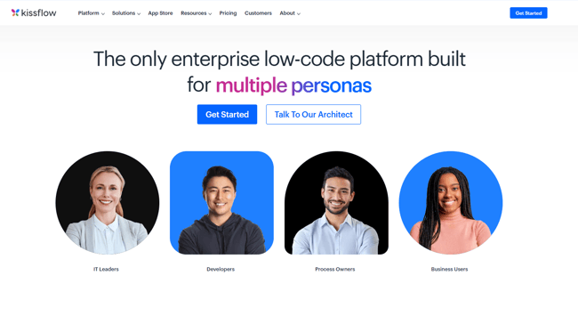 Image shown:  Screenshot of Kissflow’s homepage
