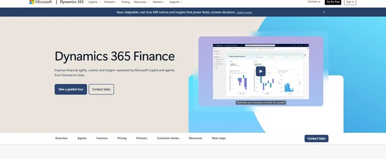 Microsoft Dynamics 365 Finance Homepage