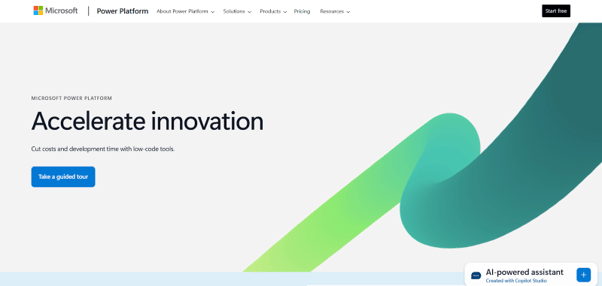  Screenshot of Microsoft’s power platform