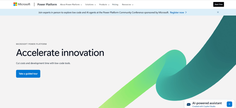 Screenshot of Microsoft’s Power Platform page