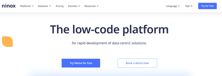 Screenshot of Ninox Homepage