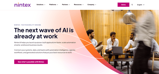 Image shown: Screenshot of Nintex’s homepage