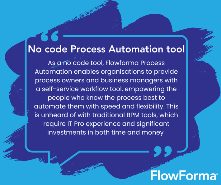 Screenshot of FlowForma’s no-code page