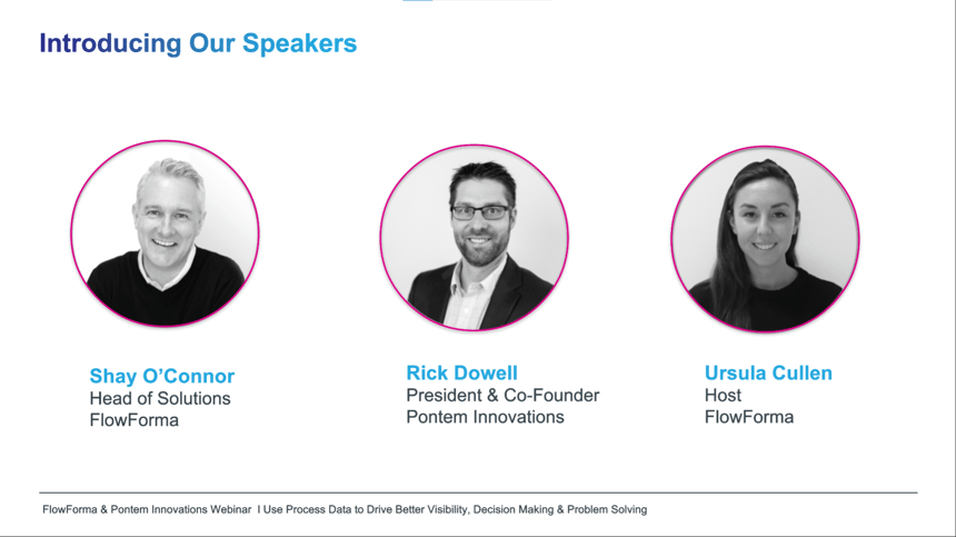 FlowForma & Pontem Innovation Webinar Speakers: Shay O'Connor, Rick Dowell & Ursula Cullen