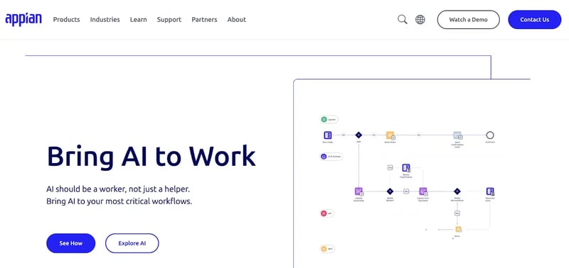 Screenshot of Appian’s low-code product page