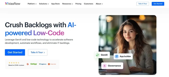 Screenshot of Kissflow’s homepage