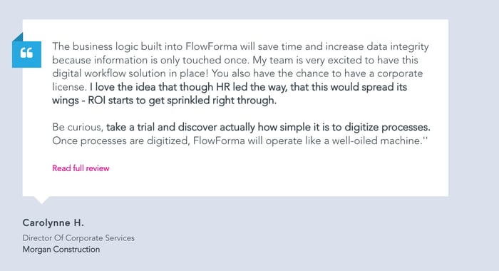 Screenshot of Morgan Construction’s testimonial