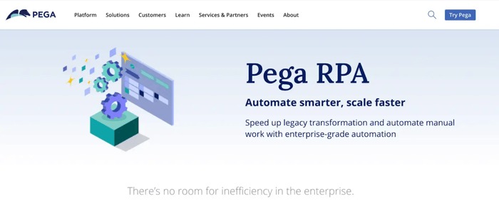 Screenshot of Pega’s homepage