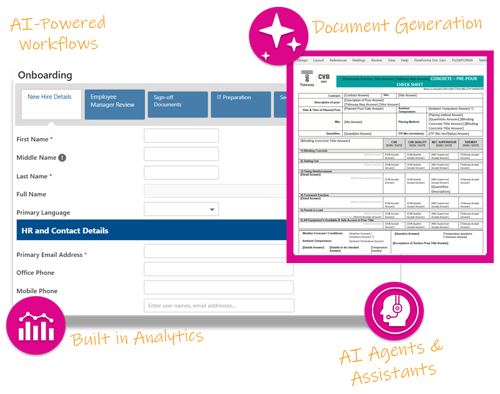 Screenshot of FlowForma’s automated document generation capabilities