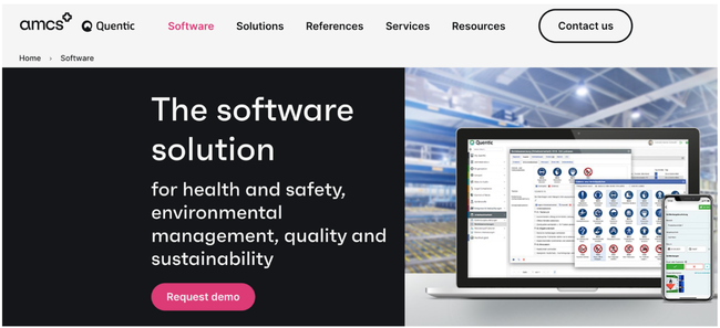 Image shown: Quentic’s EHS software page