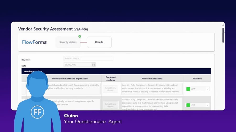 Image of Quinn assisting with security questionnaires