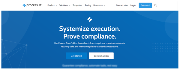 Image shown: screenshot of Process Street Homepage