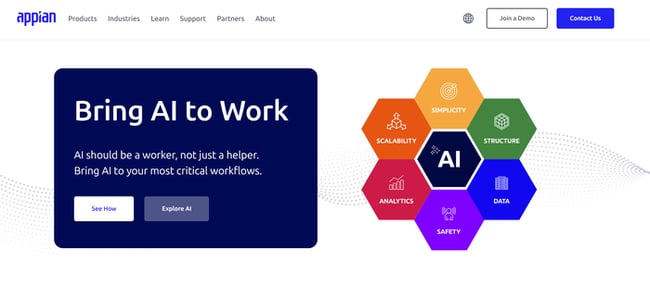 Image shown: screenshot of appian homepage
