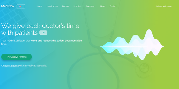 Image shown: Screenshot of MediNav homepage 