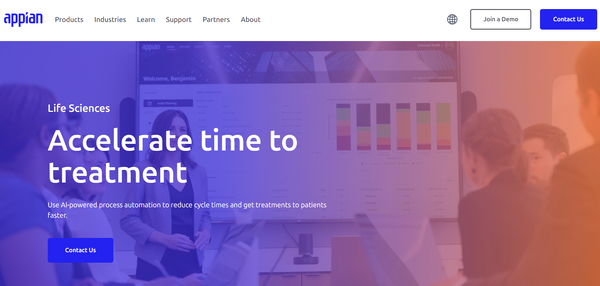 Image shown: Screenshot of Appian’s Life Sciences page 