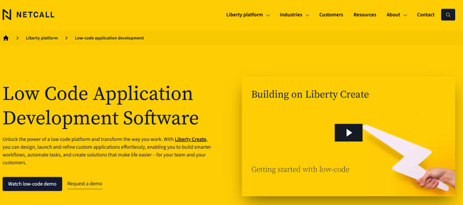 image shown: Screenshot of Liberty Create Homepage 