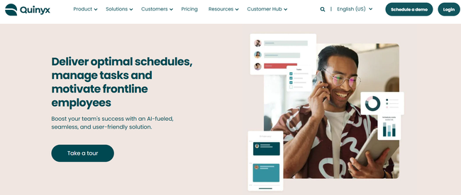 Image shown: A screenshot of Quinyx’s homepage