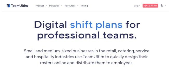 Image shown: A screenshot of TeamUltim’s homepage