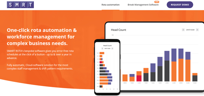 Image shown: A screenshot of Smart Rota’s homepage