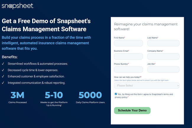 Image shown: Screenshot of Snapsheet’s homepage