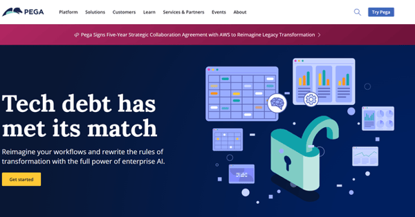Image shown: A screenshot of Pega’s homepage