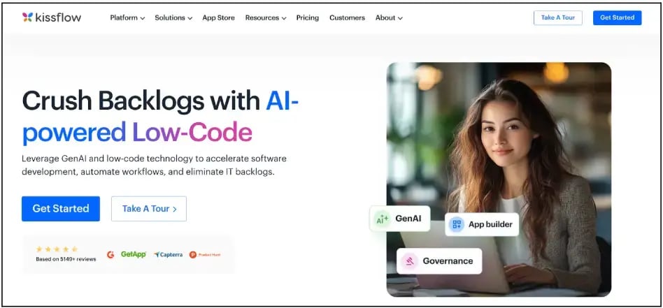 Screenshot of Kissflow’s homepage