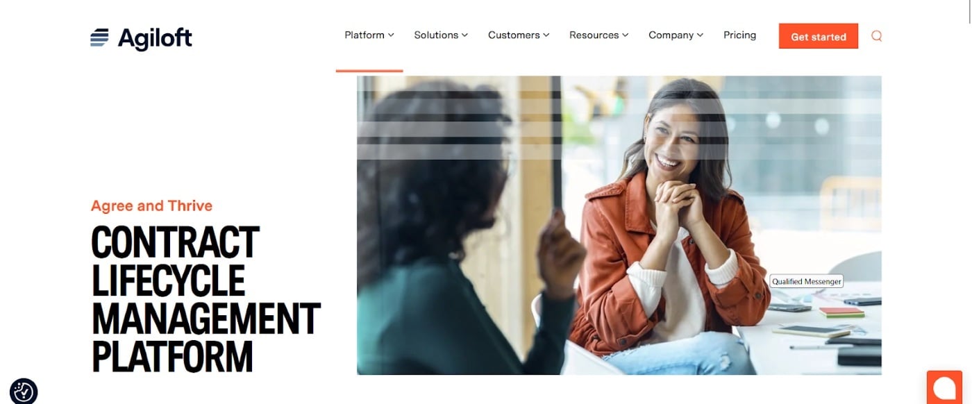 Screenshot of Agiloft’s homepage