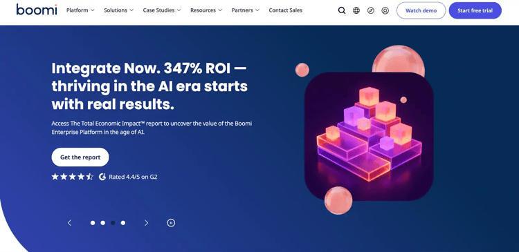 Screenshot of Boomi homepage