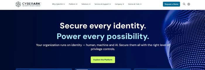 Screenshot of CyberArk’s Homepage