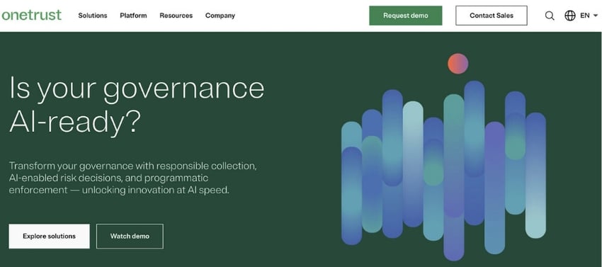 Screenshot of OneTrust’s homepage-1