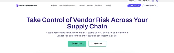 Screenshot of SecurityScorecard’s homepage