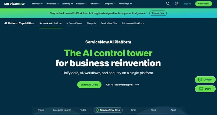 Screenshot of Service Now