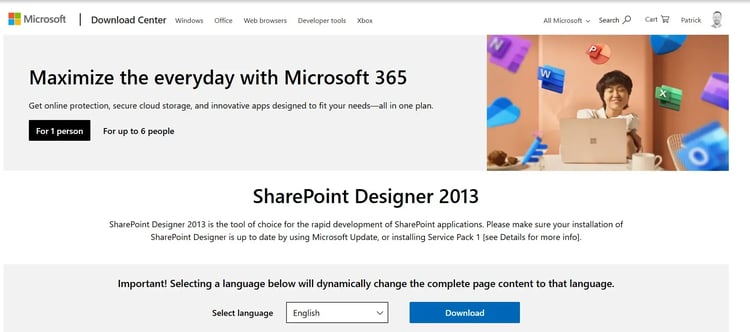 Screenshot of SharePoint Designer